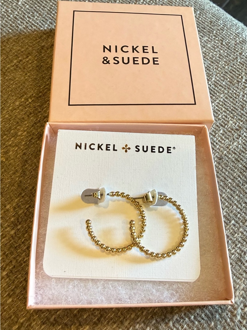 Nickel & Suede Gold Chloe Hoop Earrings